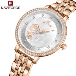 Horloges NAVIFORCE Rosé Gouden Horloge Dames Horloges Dames Creatieve Staal Dames Armband Vrouwelijke Waterdichte Klok Relogio Feminino 230713