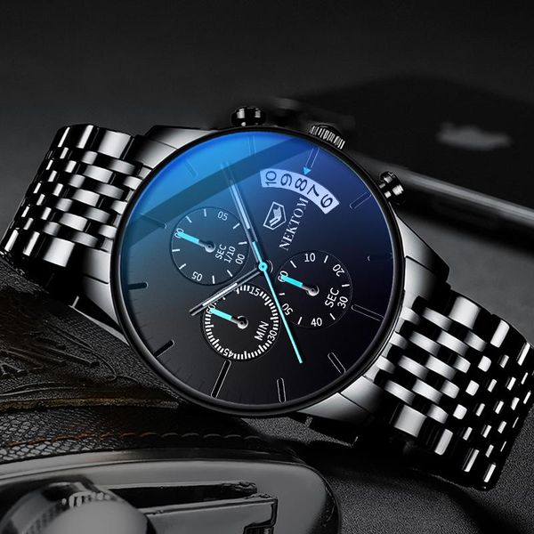 Montres-bracelets NEKTOM Top marque montres hommes 2023 mode étanche affaires luxe acier ceinture Quartz montre-bracelet cadeau d'anniversaire