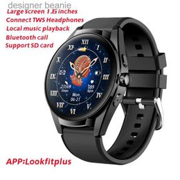 Horloges Nieuwe 1,6-inch intelligente 400 * 400 resolutie GPS-bewegingstraject met lokale muziek Bluetooth bellen heren intelligente 128GB opslagkaartC24325