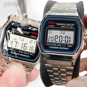 Montres-bracelets Nouveau F91W bande montre étanche numérique en acier inoxydable sport militaire montres hommes femmes luxe électronique montres horloge 24329