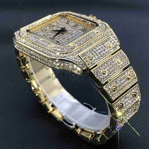 Relojes de pulsera New Hip Hop Square es para hombres Luxury Full Moissanite Iced Out Fashion Gold AAA Male Wrist Best Selling 2023 New 0703