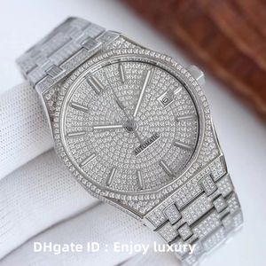 Relojes de pulsera Nuevo reloj de lujo para hombre y reloj para mujer engastado con diamante seri esfera de 41 mm