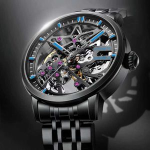 Polshorloges nieuwe heren uitgehold high-end volledig automatische trend staal mechanisch H240504