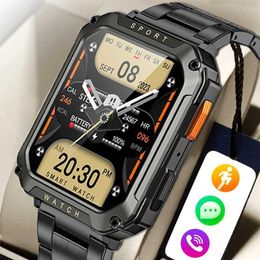 Horloges Nieuwe Militaire Bluetooth Oproep Smart Horloge Mannen 2.01 Sport Fitness Armband Waterdichte Voice Assistent Smartwatches Voor Mannen Gift 24329