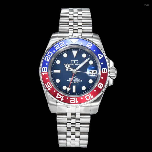 Relojes de pulsera NH34 Reloj 40.5 mm Buceo Auto Negocio Movimiento para hombres Impermeable Zafiro GMT Caja 20 Banda