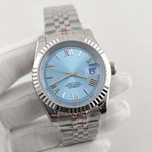 Relojes de pulsera NH35 Estuche 36 mm / 39 mm Pulsera de acero inoxidable Esfera romana Relojes de hombre Mecánicos para movimiento Datejust