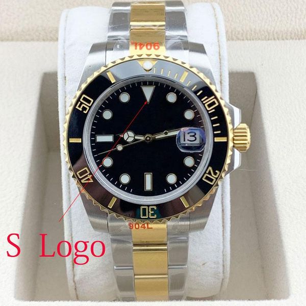 Relojes de pulsera NH35 Caja Reloj para hombre Movimiento Acero inoxidable Cristal de zafiro NH36 Dail C3 Luminoso DIY S Logo Negro Oro Subm