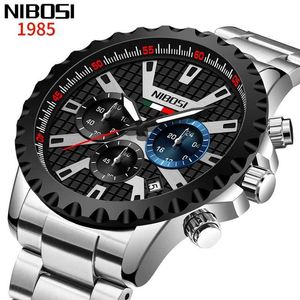 Polshorloges Nibosi 2024 Topmerk luxe modeheren horloges roestvrij staal chronograaf Quartz Watch Men Sport Clock Relogio Masculino 240423
