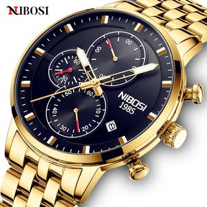 Horloges NIBOSI Mode Heren Horloges Luxe Roestvrij Staal Quartz Horloge Kalender Lichtgevende Klok Mannen Business Casual Horloge 230905