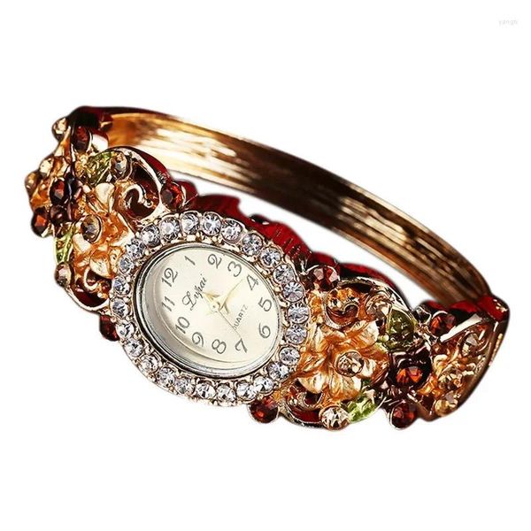 Montres-bracelets NO.2 Marque Femmes Bracelet Montre Mode Pastorale Fleurs Tempérament Diamant Dames Robe Montres Cadeau Quartz