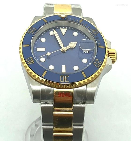 Relojes de pulsera SIN LOGO Reloj Hombres MH35 Estuche Deportes de lujo y ocio Reloj mecánico impermeable Mar Azul Bisel