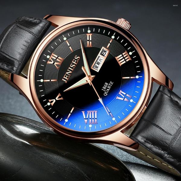 Relojes de pulsera Reloj de hombre de moda de estilo nórdico Reloj de pulsera de hombre versátil azul real de lujo Reloj de cuarzo Reloj de calendario luminoso a prueba de agua