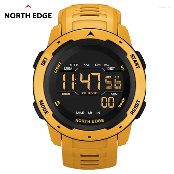 Montres-bracelets North Edge LED Digital Sport Podomètre Militaire Montres pour hommes 50 M Étanche Multi-fonction Calories Lumineux MARS Smart Clock