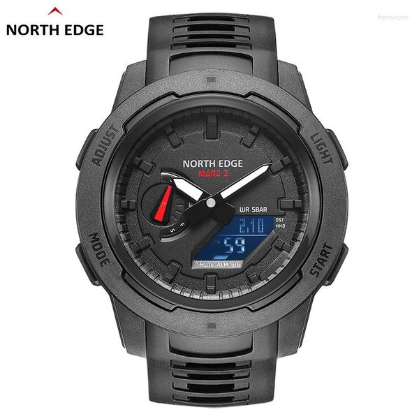 Relojes de pulsera NORTH EDGE Mars3 Reloj digital para hombre Relojes deportivos para hombre Podómetro de doble hora Reloj despertador Impermeable 50M Cuenta regresiva Militar