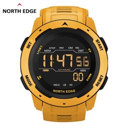 Polshorloges North Edge Men Digital Watch Men's Sports Es Dual Time Stapsometer Alarmklok Waterdicht 50m Militair 230410