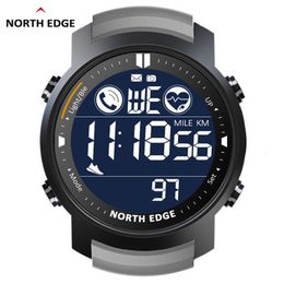Polshorloges North Edge Men's Digital Watch Militaire waterdichte 50m lopende sportstappentomerteller Stopwatch Hartslagpols Android IOS 230410