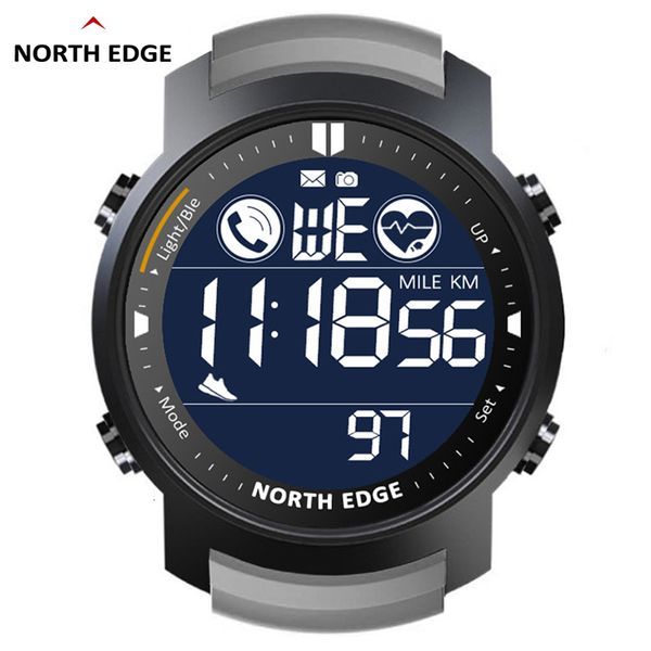 Relojes de pulsera NORTH EDGE Reloj digital para hombre Militar a prueba de agua 50M Correr Deportes Podómetro Cronómetro Pulsera de frecuencia cardíaca Android IOS 230410