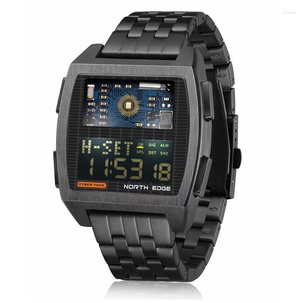 Relojes de pulsera NORTH EDGE Cronómetros deportivos Relojes militares para hombres Relojes digitales 50 M Alarma multifunción a prueba de agua CYBER LED Retroiluminación inteligente