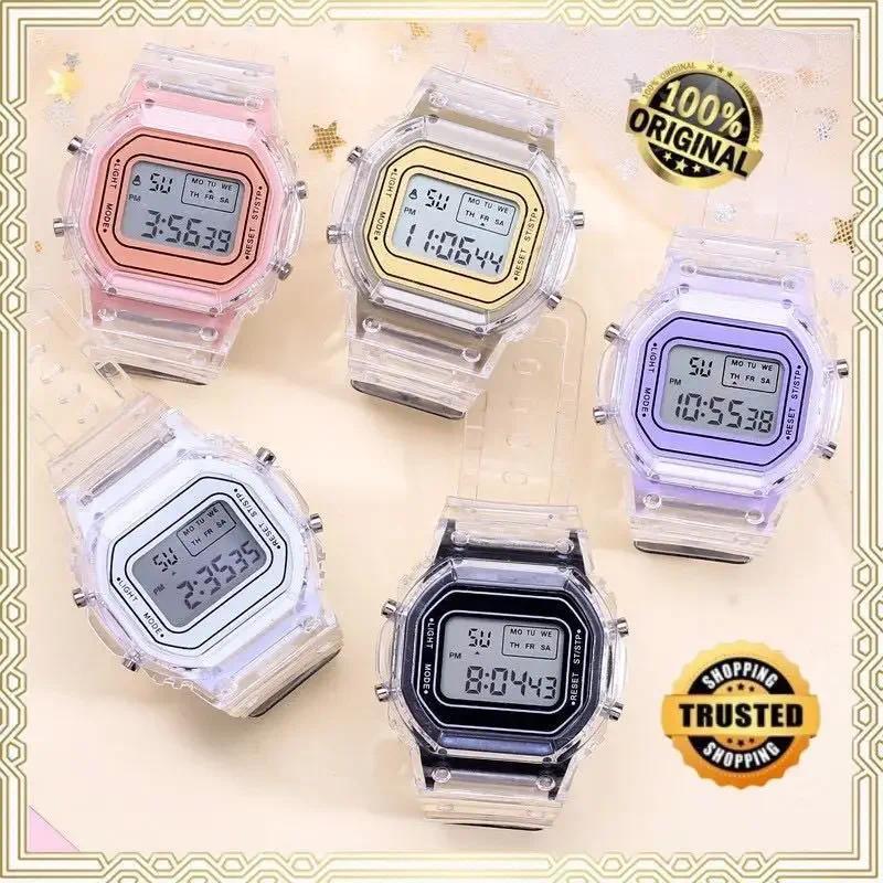 Montres-bracelets NS Montre électronique Étudiantes Étudiantes Étanche LED Réseau Rouge Sports Transparent Petites Montres Carrées Pour Femmes Relogio