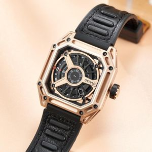 Mujeres de pulsera Oblvlo Luxury Fashion Men Rose Gold Square Sport Watch Designer Luminoso Mecánico Automático impermeable Orologio