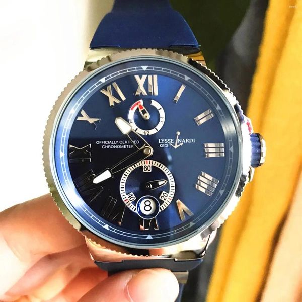 Relojes de pulsera Ocean MARINE Luxury: reloj automático de acero para hombre con pantalla de energía cinética real, esfera azul y cierre desplegable Ulysse - A Mech