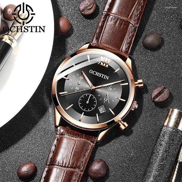 Relojes de pulsera OCHSTIN2024 Creative Nylon Series Vintage Light Luxury Style Relojes de cuarzo para hombres Reloj de movimiento multifunción