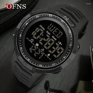 Polshorloges ofns digital watch heren 50m waterdichte sport horloges militaire led licht stopwatch klok elektronische reloj hombre