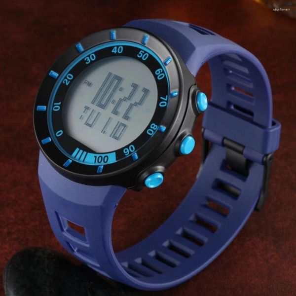 Relojes de pulsera OHSEN Marca LCD Reloj digital Hombres Mujeres Relojes deportivos al aire libre 50M Moda impermeable Azul Banda de goma Reloj de pulsera Relojes Regalos