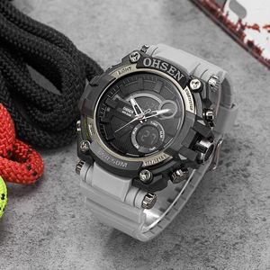 Relojes de pulsera OHSEN Digital Cuarzo Reloj para hombre Moda Impermeable Silicona Hombre Reloj de pulsera Negro Militar Deporte Relojes electrónicos