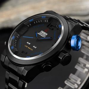 Relojes de pulsera OHSEN Digital de cuarzo para hombre, relojes de regalo para hombre, esfera grande, 30M, resistente al agua, reloj de pulsera LED militar a la moda, reloj Masculino