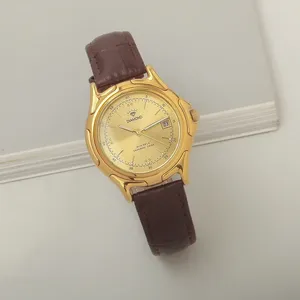 Relógios de pulso Relógio de diamante antigo pulseira de couro titânio redondo calendário antigo automático mecânico masculino
