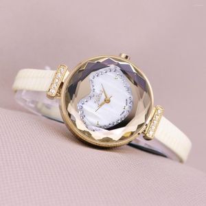 Relojes de pulsera de tipo antiguo, acero libre, Starp Julius, corazón de nácar, reloj de señora para mujer, horas de moda, regalo de cumpleaños para niña, sin caja