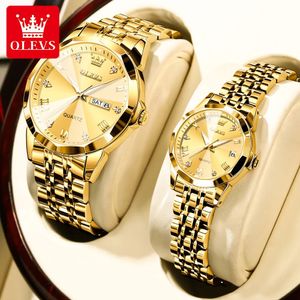 Montres-bracelets OLEVS Couple montres pour amoureux Top marque de luxe horloge à Quartz étanche montre-bracelet mode décontracté dames montres ensembles 231213