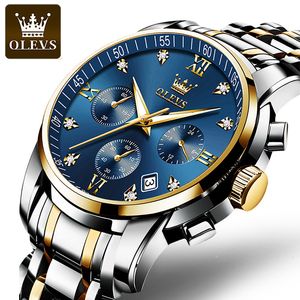 Polshorloges Olevs horloges voor mannen topmerk luxe chronograaf lichtgevende quartz horloge modebedrijf waterdichte roestvrijstalen staal pols horloge 230113