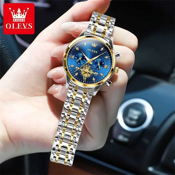 Montre-bracelets Olevs Womens Watches Fashion multifonction Multifonction Original Quartz pour les dames étanche lumineuse 24 heures sur cadeau exquis 240423