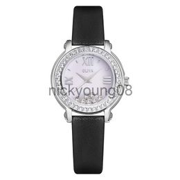 Horloges Oliya Mode Dames Rolling Diamond Waterdichte lederen band Vrouwelijke Student Quartz e 0703