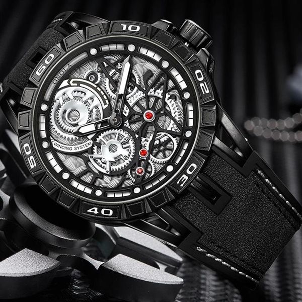 Relojes de pulsera Onola Reloj para hombre Moda Diseño clásico Imitación Mecánica Impermeable Movimiento japonés Reloj de cuarzo208c