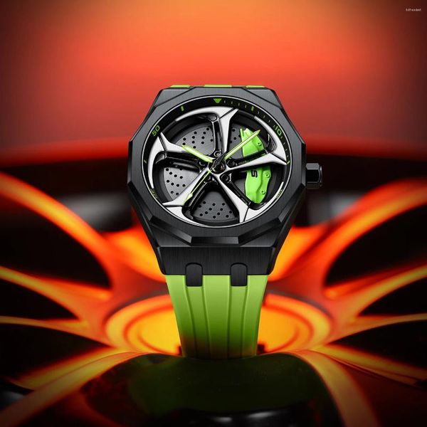 Relojes de pulsera Relojes originales 3D Real Man Relojes a prueba de agua Girar el reloj del borde del coche Cuarzo Deportes para hombres 360 ° Girando para hombres Reloj AUDl RS5