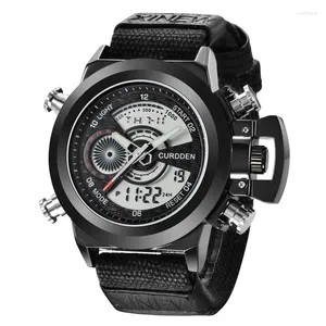 Polshorloges origineel groot merk Curdden dubbele tijd horloges voor mannen mode nylon band multifunction chronograph sporthorloge montre homme