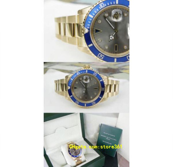 Relojes de pulsera Caja original Casual Modern Casual Modern Men's Watches 16618 Mens 18k Yellow Gold Slate Serti Sapphire Dial 40mm