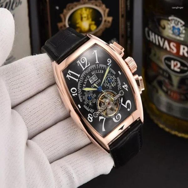 Montre-bracelets Montres de marque originales pour hommes de qualité supérieure carré automatique mécanique horloge imperméable sportives horloges masculines