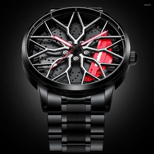 Montre-bracelets Original Car Rim Watch 3D Real Watchs Watières imperméables Quartz Quartz Sports pour hommes pour hommes Menti