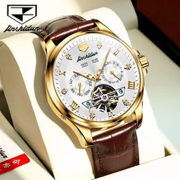 Montres-bracelets Original JSDUN luxe automatique montre mécanique pour hommes bracelet en cuir montres squelette conception mode étanche homme montre-bracelet 231110