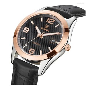 Montre-bracelettes d'origine hommes de luxe montre sapphir brun cuir brun en cuir étanche quartz horloge à main mâle top marque d'affaires