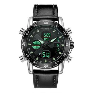 Polshorloges originele Xinew -merk es voor mannen mode lederen militaire multifunctionele sport chronograph Business reloj hombre Q240426