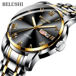 Polshorloges andere sportartikelen belushi topmerk horloge mannen roestvrij staal bedrijfsdatum klok waterdichte lumineuze es heren luxe sport quartz pols 230506