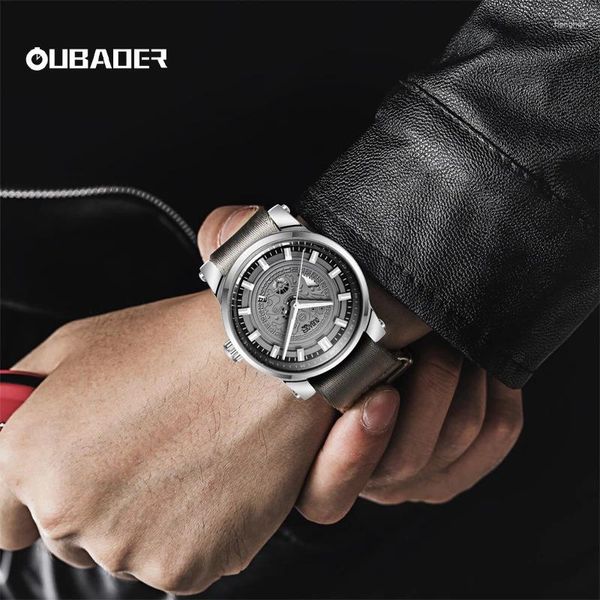 Relojes de pulsera Oubaoer 2024 Especial Creativo Nylon Moda Tendencia Movimiento de cuarzo Luminoso Reloj para hombres a prueba de agua
