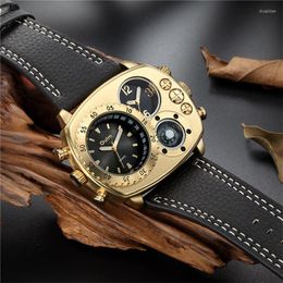 Polshorloges oulm zwart golden 9865 sport horloge grote wijzerplaat mannelijk kwarts polshorloge polship