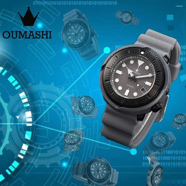 Montres-bracelets OUMASHI-GS Montre pour hommes Luxury Business Edition Automatique NH35 Acier inoxydable Étanche Glow Green