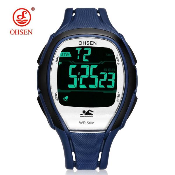Relojes de pulsera para deportes al aire libre, reloj Digital, regalos, correa de goma azul, cronómetro con alarma, reloj de pulsera LED resistente al agua, relojes masculinos